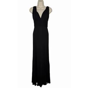 Issa London Evening Black V Neck Sleeveless Mesh Long Maxi Dress Size 2